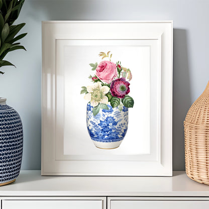Ginger jar with rose and anemone print