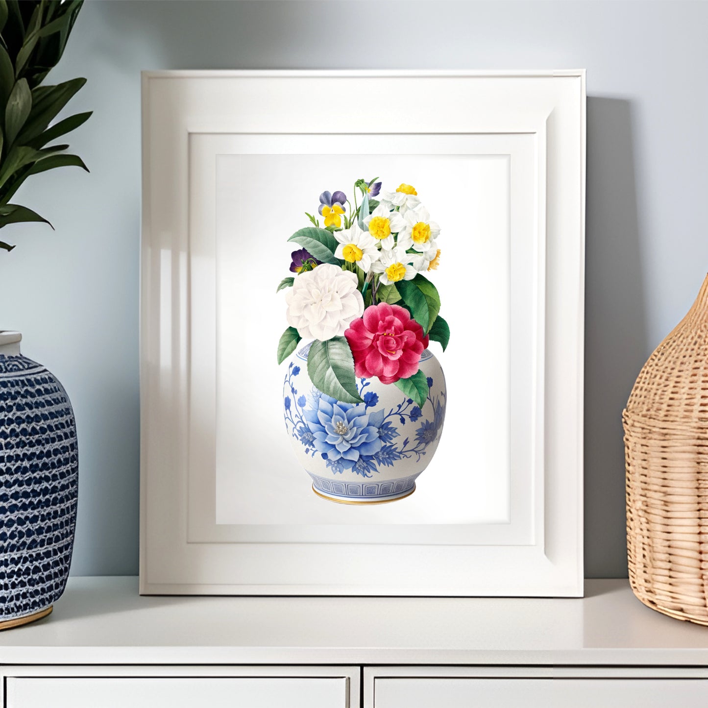 Ginger jar with camellias print