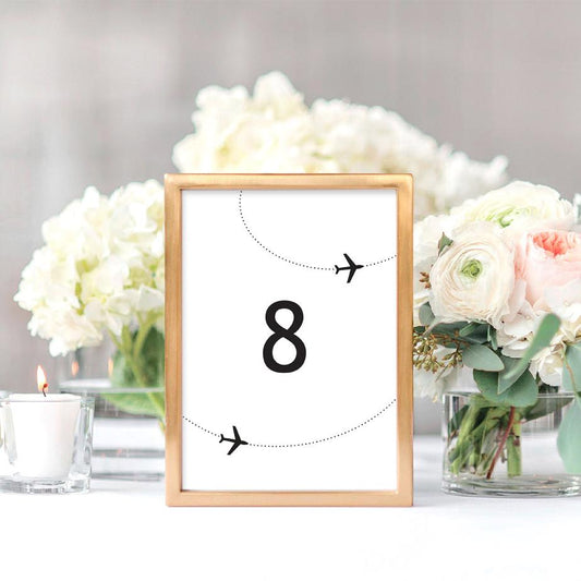 wedding table number with planes