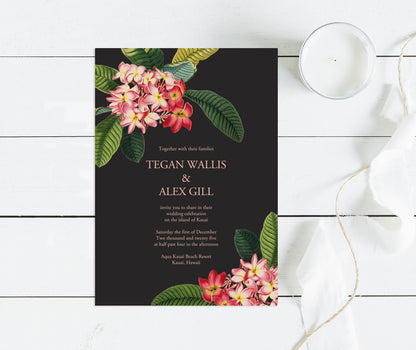 Frangipani invite with black background