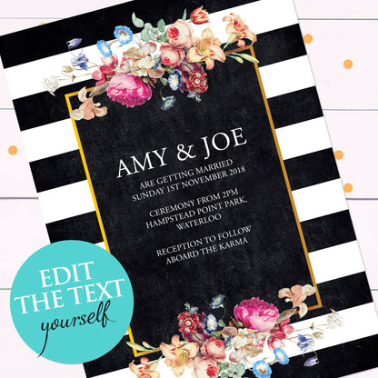 French floral invite - INSTANT DOWNLOAD PDF