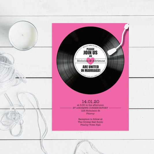 Record wedding invitation - PRINTABLE FILE