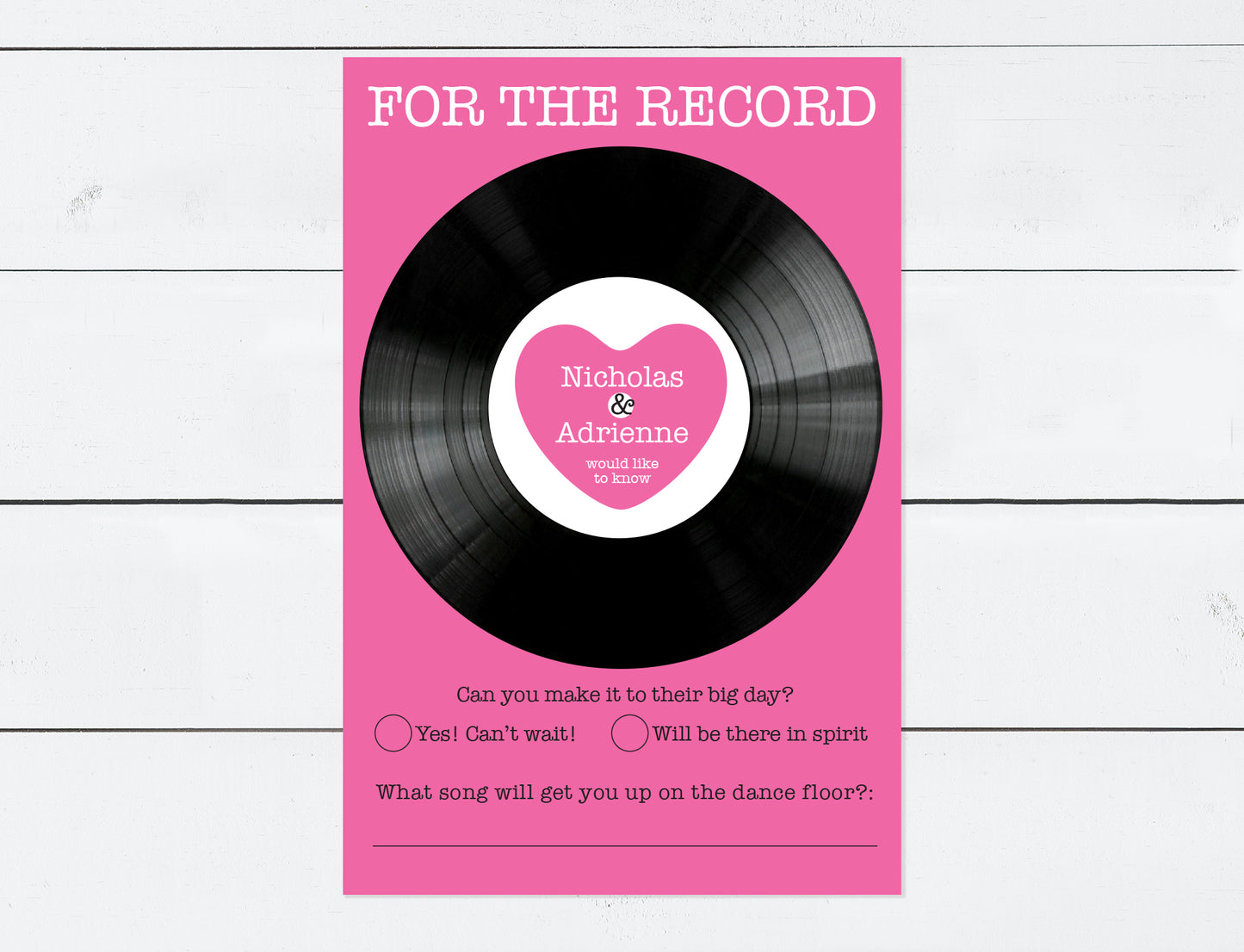 Record wedding invitation - PRINTABLE FILE