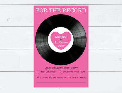 Record wedding invitation - PRINTABLE FILE