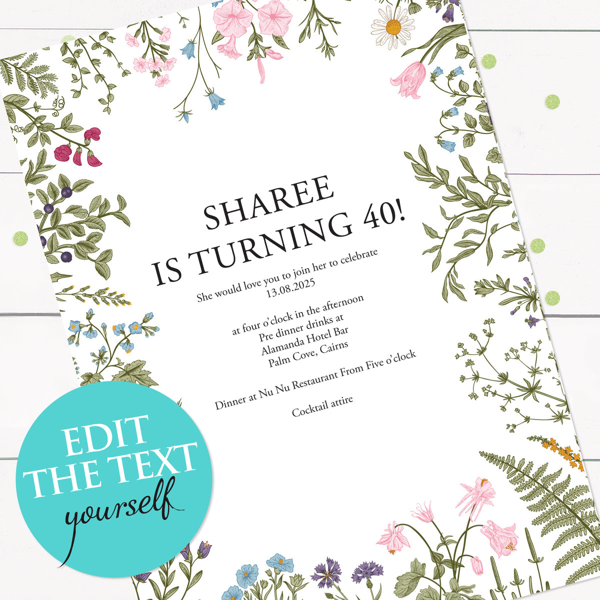Spring garden invite - INSTANT DOWNLOAD PDF – creative monsoon