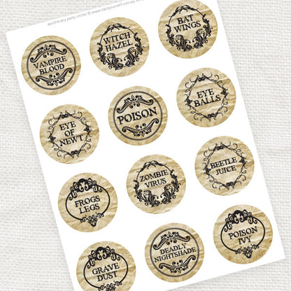 apothecary party circles - PRINTABLE FILE