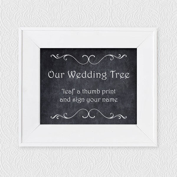 FREE our wedding tree faux chalk sign