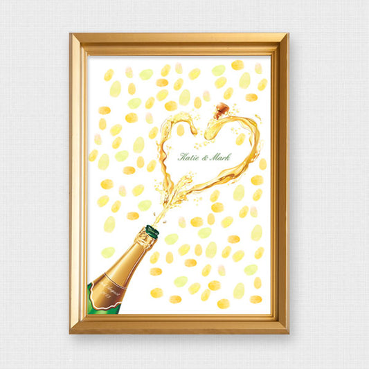 a champagne bottle bursting open with a splash of fingerprints
