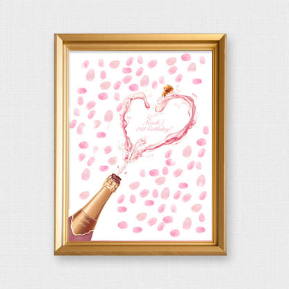 Pink champagne fingerprint guest book print