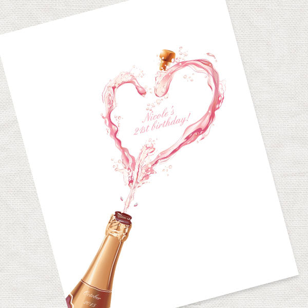 Pink champagne fingerprint guest book print