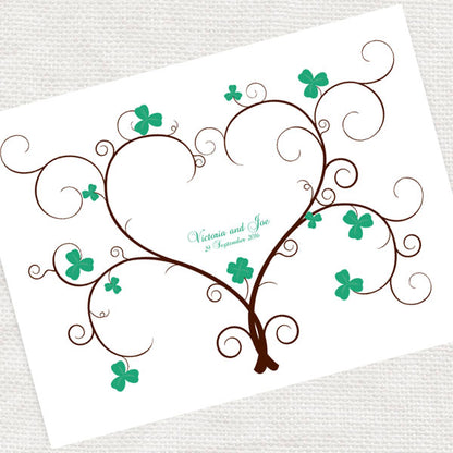 Clover lucky shamrock fingerprint guest book print - INSTANT DOWNLOAD PDF