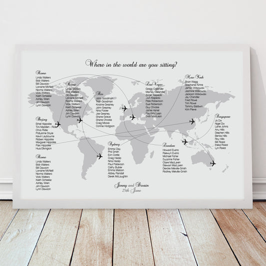 World Map wedding seating chart