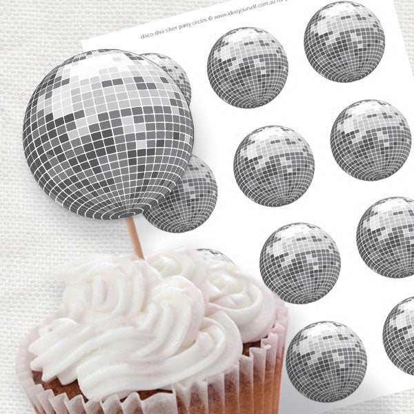 Silver disco ball party circles - PRINTABLE FILE