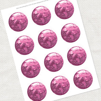 Pink disco ball party circles - PRINTABLE FILE