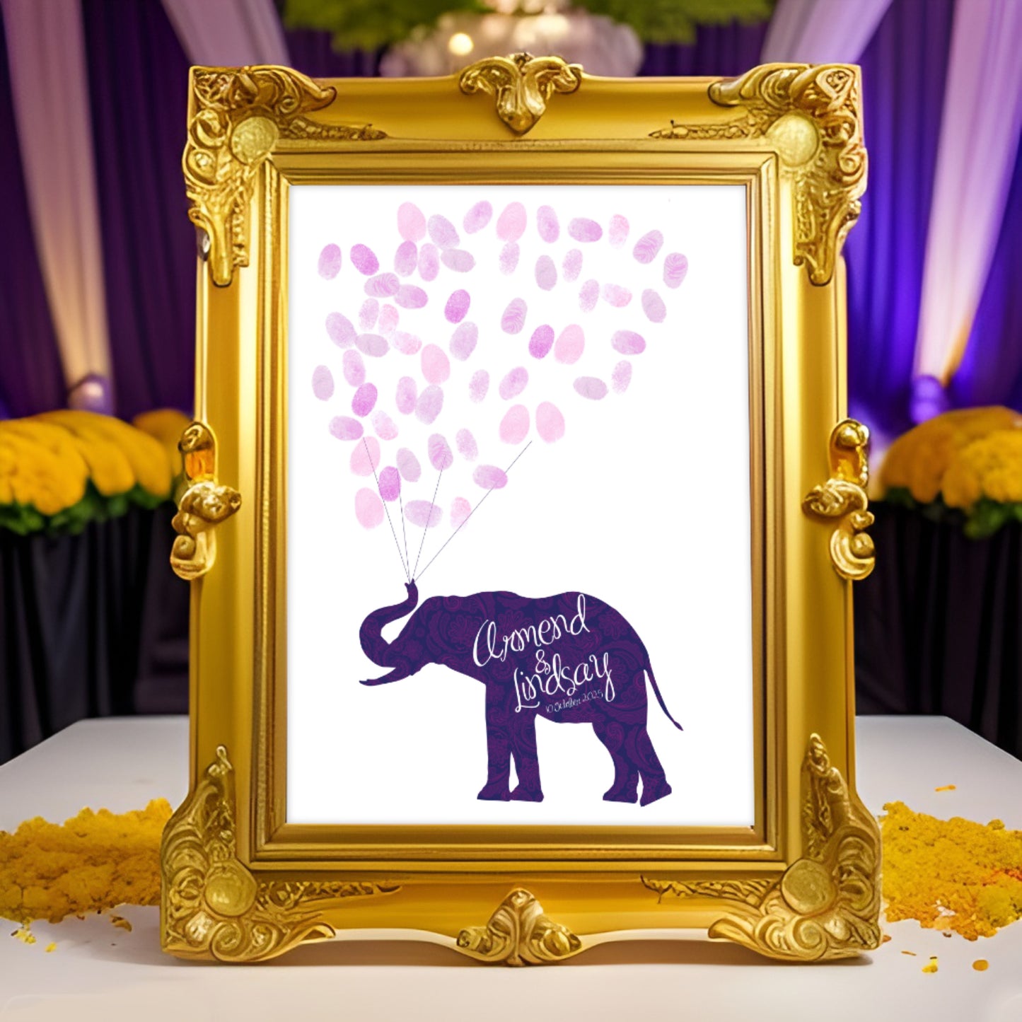 Elephant fingerprint guest book print