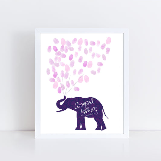 Elephant fingerprint guest book print