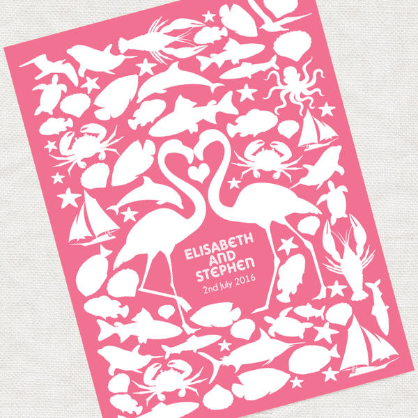 Flamingo wedding signature guest book print