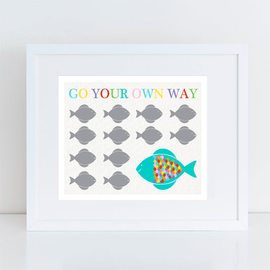 cute nursery art fish print with go your own way 