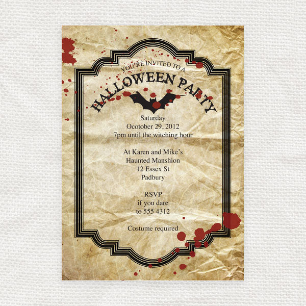 vintage halloween party invitation - PRINTABLE FILE