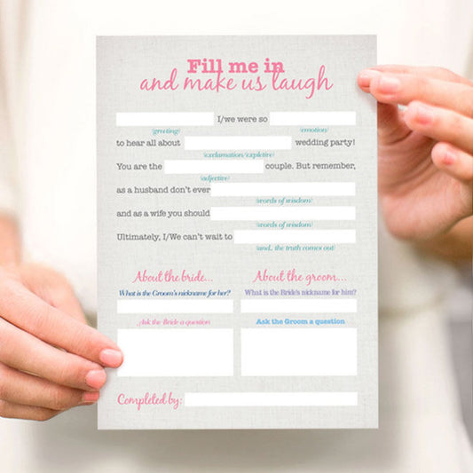 Wedding mad lib - INSTANT DOWNLOAD PDF