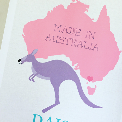 Made in Australia kangaroo birth stats print