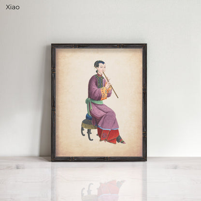 Vintage Chinese musician prints
