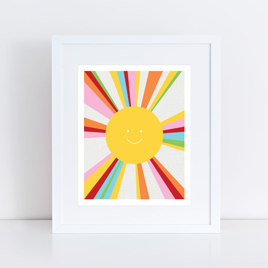 colourful rainbow smiling sun artwork
