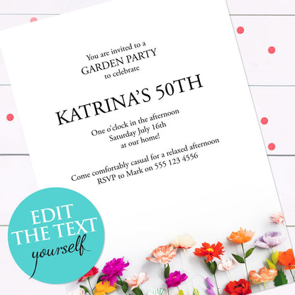 Bloom floral invite - INSTANT DOWNLOAD PDF