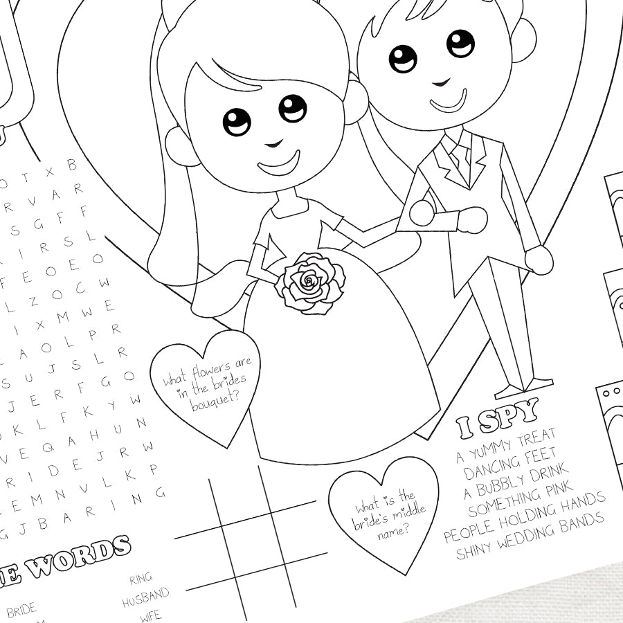 kids wedding activity placemat - PRINTABLE FILE