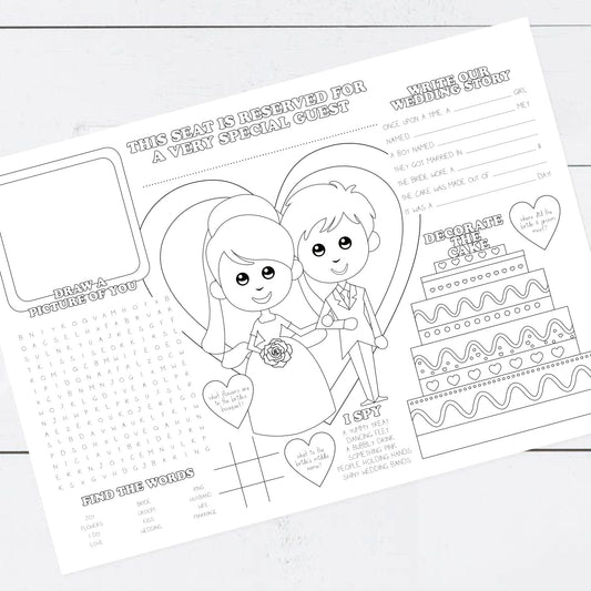 kids wedding activity placemat - PRINTABLE FILE