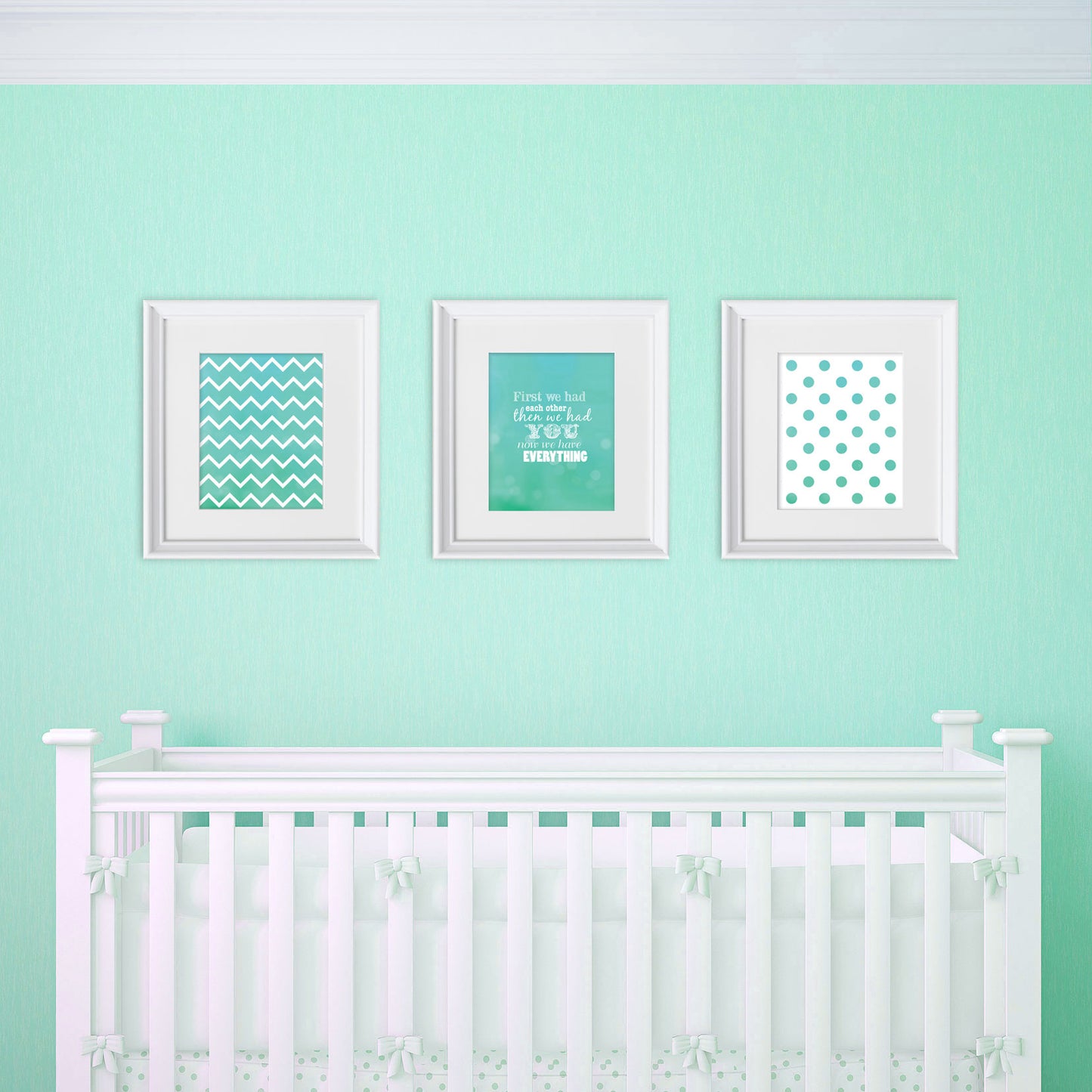 ABCs turquoise green print set