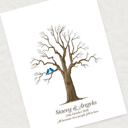 Old oak tree fingerprint guest book print