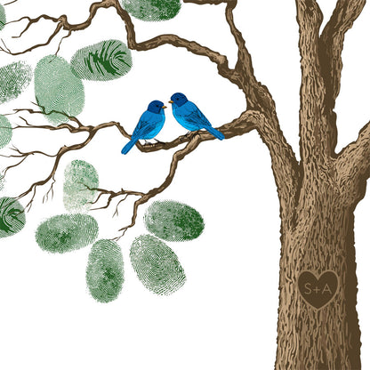 Old oak tree fingerprint guest book print