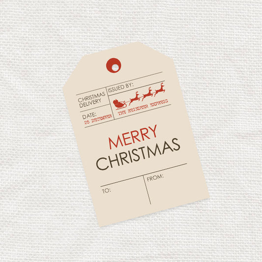 Christmas gift tag  Reindeer Express. Inspired by vintage airline baggage tags