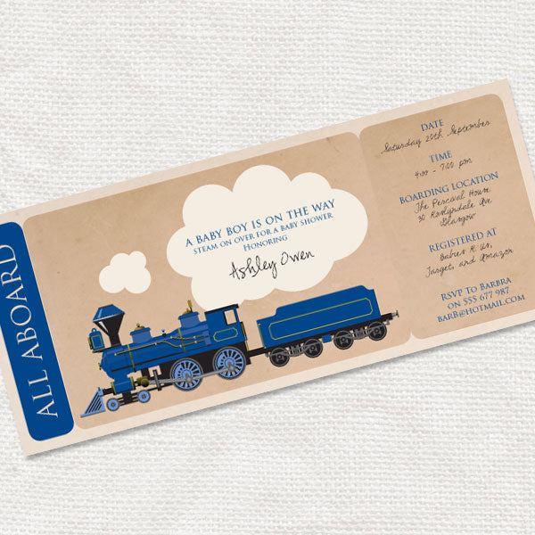 Steam Train Ticket Invite PRINTABLE FILE Creative Monsoon