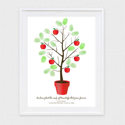 fingerprint apple tree poster gift for teacher in frame