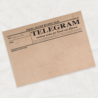 Vintage telegram wedding guest book cards - PRINTABLE FILE