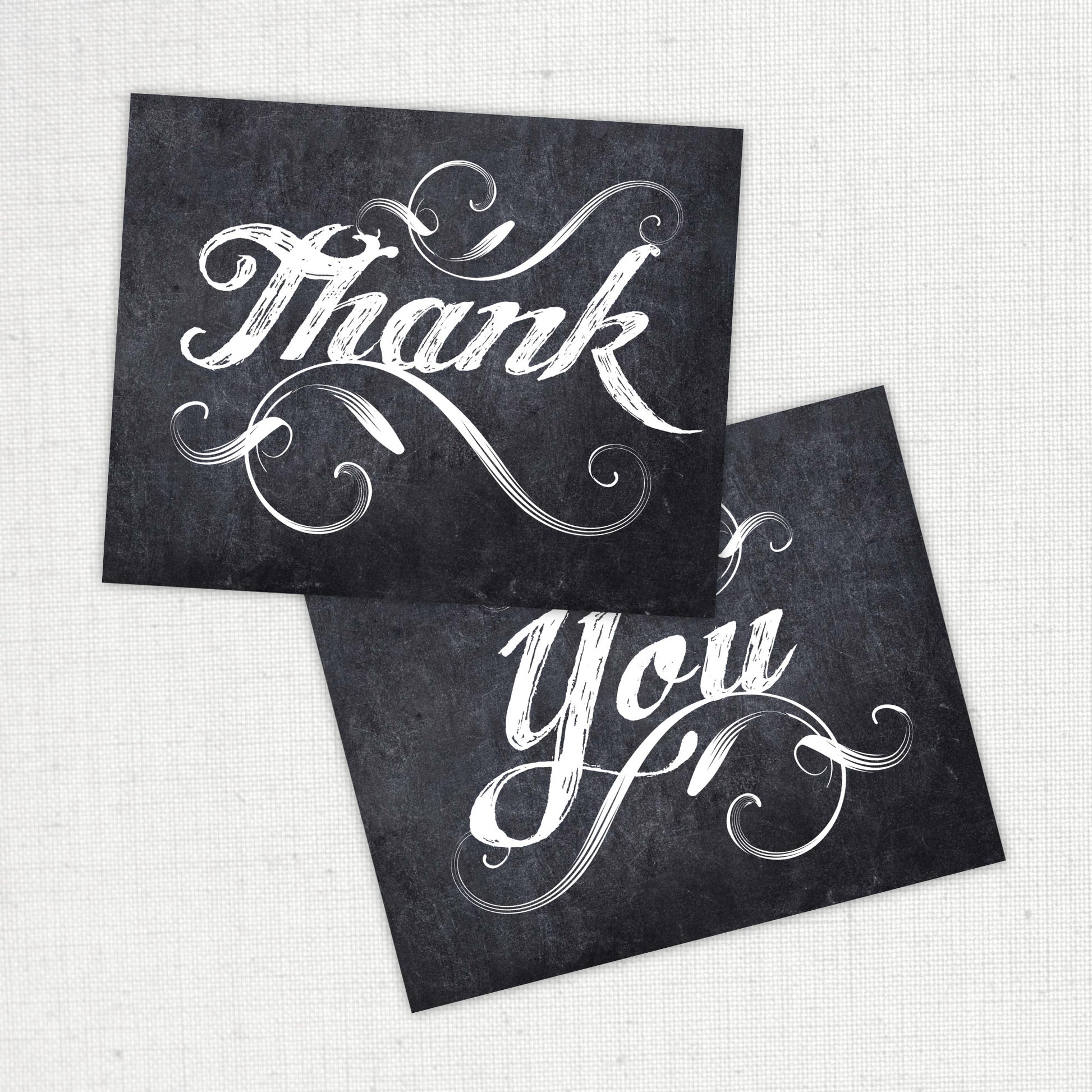  set of 2 Stylish 10x8" photo prop signs that read thank and you