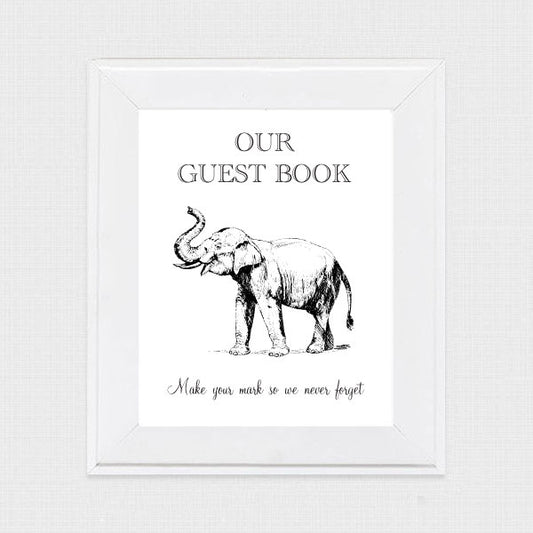 FREE vintage elephant guest book sign