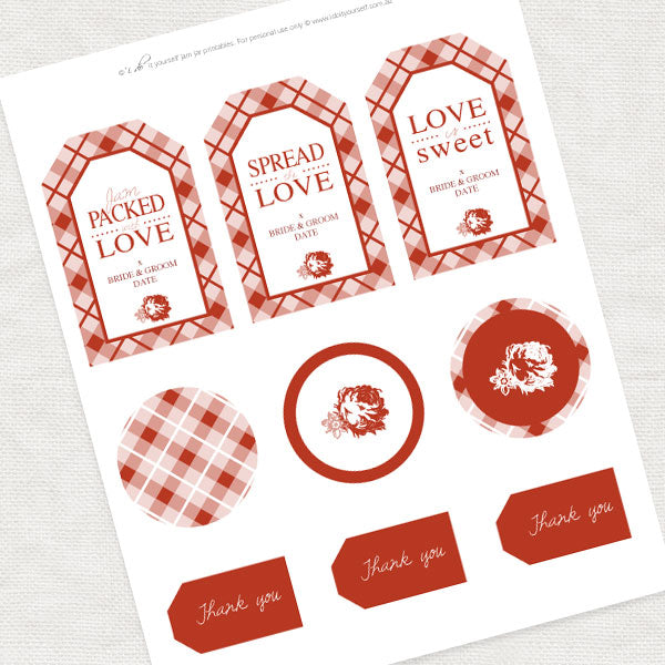 Wedding favour jam jar labels - PRINTABLE FILE