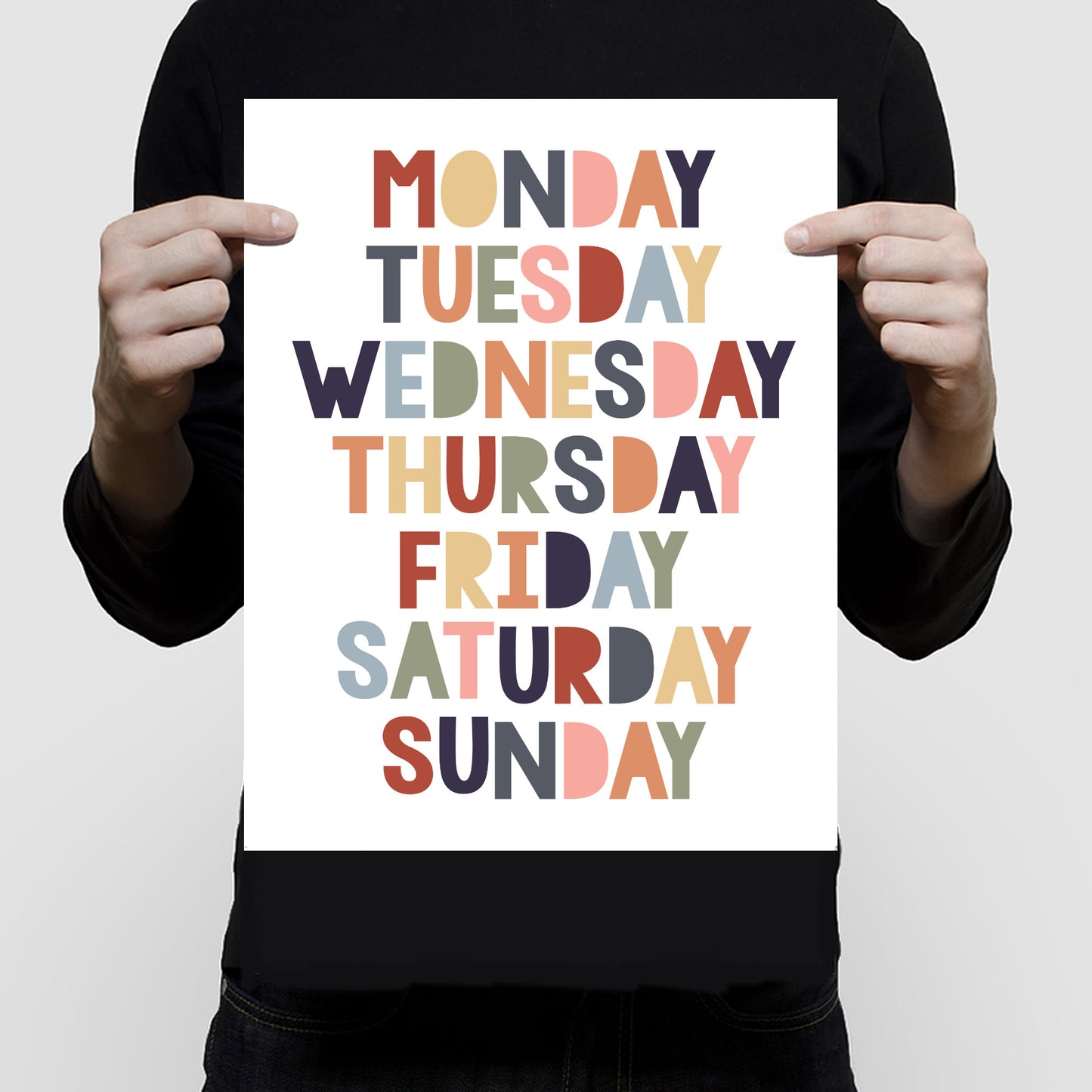 Days of the week in earth tones print