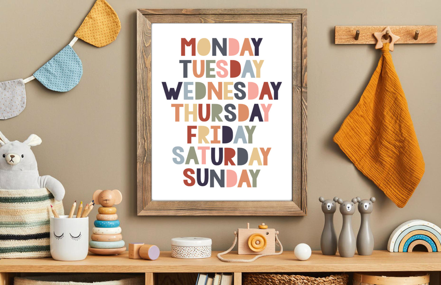 Days of the week in earth tones print