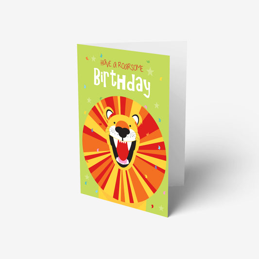 Roarsome lion birthday card 